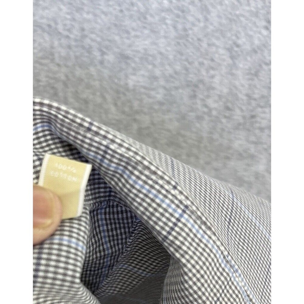 Michael Kors Men's Button Down Shirt Long Sleeve Size 16 1/2 Micro Check Cotton - Picture 3 of 12